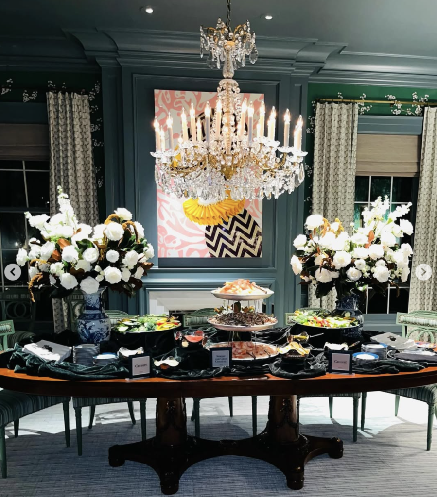 The buffet appetizer table at Pete Bell's 55th birthday party in the home that he has on the market. (Instagram photo)